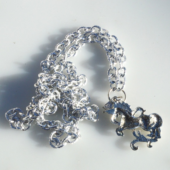 Silver Unicorn Pendant Cable Chain Necklace Long - Picture 6 of 6